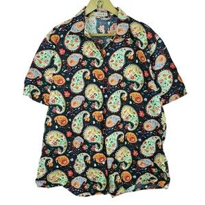 SSLR Women Paisley Button Front Colorful Floral Shirt Size 3XL 100% Cotton